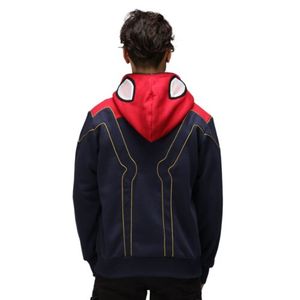 Sudadera con Capucha y Cremallera de Spider-Man para Hombre, Diseño Casual con Estampado de Personaje y Máscara Facial Completa, Corte Regular, Ideal para Otoño, en Rojo y Azul Marino - Product Image 3