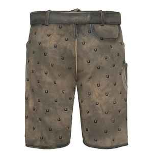 2025 Vintage Men's Oktoberfest 2 piezas de cuero gris Lederhosen Shorts para Oktoberfest alemán y disfraz de adulto para Halloween - Product Image 6