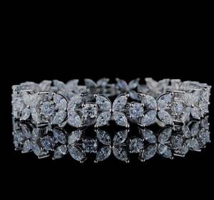 Flower Cluster Moissanite <b>Charm</b> <b>Bracelet</b> & Bangle <b>Sterling</b> <b>Silver</b> Luxury Jewelry for Wedding & Gift Ideas - Product Image 3