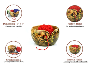 Bol en fil de bois résine et Lichtenberg bol à tricoter en bois de grande taille fait à la main bol en fil de chat lourd cadeau de Noël fonctionnel - Product Image 2