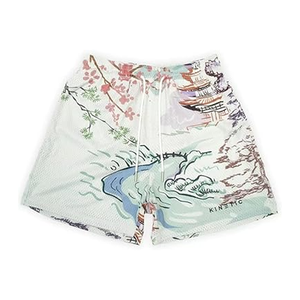 Shorts de bain pour hommes, vêtements de plage d'été, style streetwear, imprimé par transfert thermique, coupe ample, respirant, taille mi-haute, shorts tendance - Product Image 2