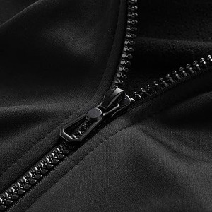 Pull pour homme Fermeture éclair surdimensionnée Unisexe Poids lourd 100% Coton Polaire Noir Fermeture éclair complète personnalisée Blank Full Face Zip Hoodie pour homme - Product Image 5