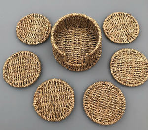 Ensemble de dessous-de-verre en jonc de mer tissé à la main, dessous-de-verre en osier naturel, dessous-de-verre écologiques, décoration rustique bohème pour la maison, style de table à manger - Product Image 6