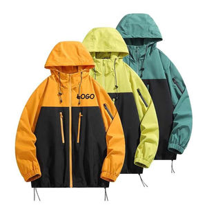 Veste coupe-vent en polaire à manches en cuir et toile de haute qualité OEM Veste coupe-vent imperméable à l'eau Logo personnalisé imprimé High Street - Product Image 2