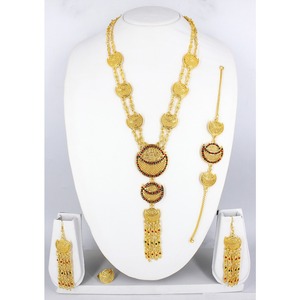 Collar de flores huecas de Nigeria africana, pulsera, conjunto de joyería de boda, gran oferta, exhibición de joyería de alta calidad chapada en oro - Product Image 1