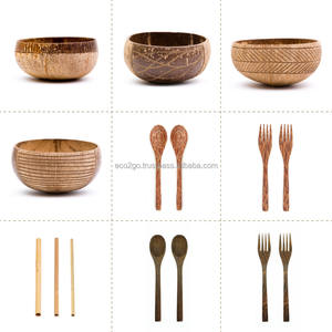 Holesale-Juego de vajilla de madera de coco a granel, cuenco y cuchara de coco natural, cuenco de cáscara de coco hecho por co2go ietnar - Product Image 6