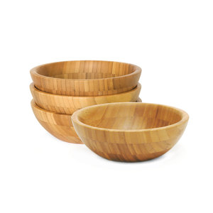 Natural Eco-Friendly Dining Experience Set of 4 Bamboo Salad Bowls Handicrafts Made From Acacia <b>Wood</b> for <b>Ice</b> <b>Cream</b> Serving - Product Image 1
