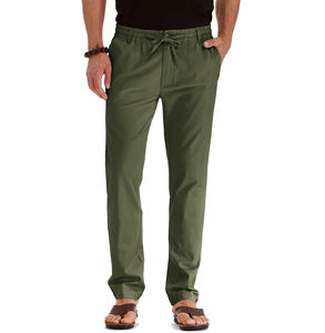 Vente en gros de pantalons décontractés pour hommes en pure laine tricotée gris et vert à carreaux avec poche et cordon de serrage - Product Image 4