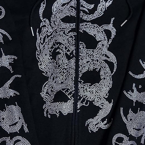 Sweat à capuche zippé intégral en polaire pour homme, design personnalisé avec strass, respirant et séchage rapide, haute qualité - Product Image 3