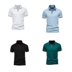 Hombres 100% Algodón Antiarrugas Negocios para Polo Patrón Sólido Tela Personalizada Impreso Verano Tallas grandes Estilo Casual Hecho - Product Image 1