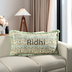 Juego de Fundas de Almohada Lumbar con Estampado Floral Dorado Amarillo de 20x36, Funda de Almohada de Algodón con Estampado a Mano para Sofá, Dormitorio, Boda, Decoración del Hogar - Product Image 4