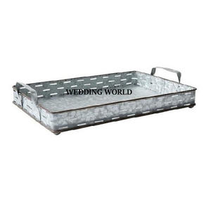 Fantaisie Galvanisé Écologique Motif Floral À La Main De Luxe En Métal Plateau De Service Meilleure Vente Designer De Table De Mariage Monde - Product Image 6