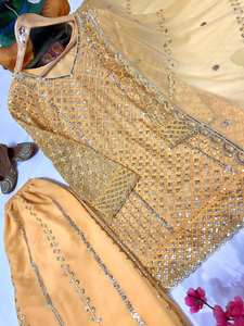 Designer pakistanais Style traditionnel femmes fête porter Salwar Kameez avec Dupatta indien ethnique Sharara costume haut-Palazzo - Product Image 4