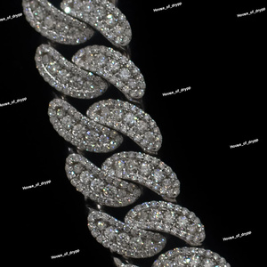 Collar Cubano de Plata de Lujo con Incrustaciones de Diamantes, Estilo Hip Hop, Cadena con Brillo Premium, Joyería de Estilo Urbano - Product Image 4