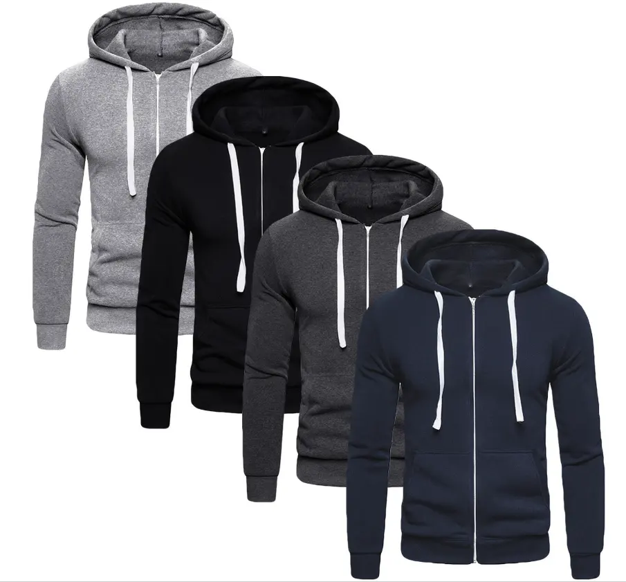 2023 Chất lượng cao Mens Đồng bằng lông cừu Zip Up hoodie Áo trùm đầu dây kéo thể thao Jumper Top được thực hiện bởi wigace ngành công nghiệp