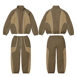 TOPSHOW-Conjunto de chándal deportivo cortavientos de poliéster y nailon para hombre, chaqueta y pantalones con cremallera y logotipo personalizado, de alta calidad - Product Image 2