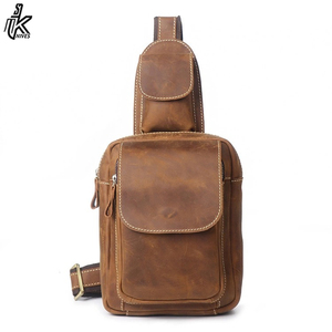 Handcraft 100% Leather Crossbody Bag Crazy Horse Leather Men Chest Bag Genuine Leather - Product Image 6