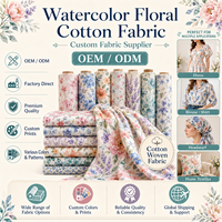 Tissu à motif floral aquarelle personnalisé, impression numérique OEM ODM, plusieurs bases pour robe, écharpe, sac, textile de maison, faible MOQ