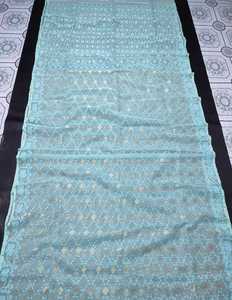 Exclusivo de alta calidad Deshi Dhakai Jamdani Sharee para mujeres JAMDANI tela azul rojo verde dorado cielo azul de Bangladesh - Product Image 5