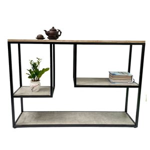 Modern Luxury Decorative Plywood <b>Console</b> <b>Table</b> Convertible Iron Frame Brass Accents Industrial Contemporary for Villas CSTC040 - Product Image 2