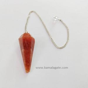 Péndulo facetado de cornalina roja tallada en cristal natural para curación de Reiki y radiestesia Artesanía de piedra semipreciosa a la venta - Product Image 2