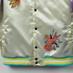 Custom Embroidery <b>Patchwork</b> Men's Vintage Winter Satin Varsity <b>Jacket</b> Waterproof Casual Reversible Breathable Eco-Friendly - Product Image 5