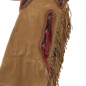 กางเกงขี่ม้าหนังแท้คุณภาพสูง ทนทาน ระบายอากาศดี แต่งพู่ปักลายสไตล์ตะวันตก พร้อมใช้งานสำหรับขี่ม้า มีตัวเลือกปรับแต่งได้สำหรับผู้ชาย - Product Image 3