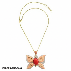 Collier pendentif papillon en trois métaux avec cabochon en corail rouge, métaux mixtes cuivre, laiton et argent, bijoux bohèmes, cadeau unique pour elle - Product Image 3