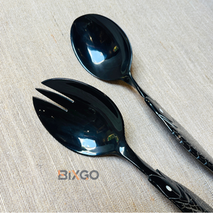 ช้อนสลัดเขาควายสีดำขนาดใหญ่ทำด้วยมือแบบพรีเมี่ยมพร้อมที่จับรูปปลาผลิตจากเวียดนาม - Product Image 1