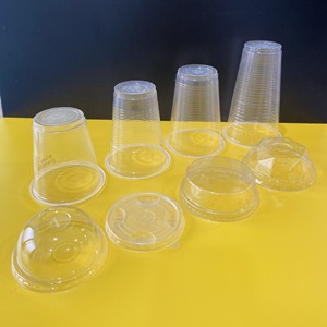Clear PET <b>Plastic</b> <b>Cups</b> with Flat and Dome Lids for <b>Drinks</b> Disposable Transparent Cold Beverage Packaging Containers - Product Image 3