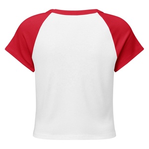 American Style Letter Raglan Short Sleeve <b>Red</b> Bad Logo Print T Shirt for Women Summer New Trendy Slim Fit Sexy Sport <b>Crop</b> <b>Top</b> - Product Image 5