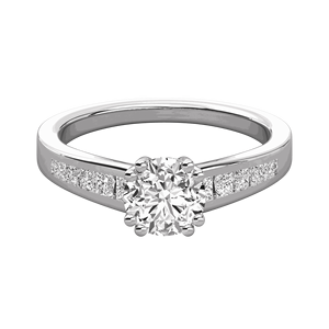 Bague de fiançailles sertie de diamants ronds et taille princesse pour elle - Product Image 3