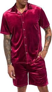 ชุดเซ็ตกำมะหยี่สีแดงเลือดหมู ทรงสลิมฟิต กระดุมเรียบ ไม่มีลาย  สำหรับวิ่ง ออกกำลังกาย  ผ้ากำมะหยี่ 2 ชิ้น ระบายอากาศได้ดี ผลิตจากผ้าฝ้าย - Product Image 2