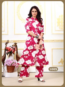 Presenting Indian Wear 14Kg Rayon Printed Knee-Length Regular Fit Casual <b>Kurti</b> with Printed Bottom by Maruti Fashion - Product Image 2