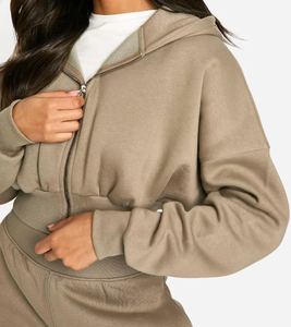 Sudadera con capucha Manufactures Women's Zip up Cropped Top Workout Outdoor Running Sudadera con capucha - Product Image 3