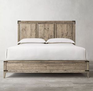 Plataforma Mayorista de Muebles de Dormitorio de Madera de Roble, Camas de Madera Tamaño King y Queen con Soportes de Esquina - Product Image 5