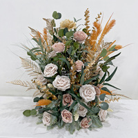 GNW Champagne et Arrangement floral de mariage vert armée Rangée de fleurs artificielles pour décor de coin de scène de table