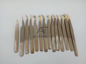 High Quality Full Set of Eyebrow Eyelash Tweezers <b>Light</b> Weight Lash Tweezers with <b>Pointed</b> Fiber Tip Stainless Steel Nano Tip - Product Image 2