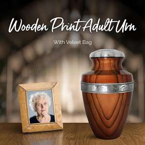 Urna con acabado de madera para cenizas humanas, urnas para adultos para hombres y mujeres, Impresión de urna de madera de cremación grande con bolsa, Honra a tu ser querido - Product Image 5