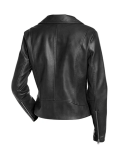Black <b>Ladies</b> Genuine Leather Motorcycle <b>Jacket</b> Full Sleeves Waterproof Windproof Zipper Solid Front Plain Dyed Cow <b>Suede</b> Winter - Product Image 3