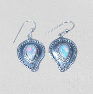 Opal Gemstone Spinner Pendientes 925 Plata de ley sólida Hecho a mano Niñas Moda para mujeres Cuelga 925 Sello Joyería de plata - Product Image 1