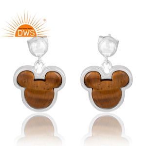 Nuevo diseño de tendencia, pendiente de piedra preciosa amarilla de ojo de tigre Natural de plata esterlina, joyería de diseño personalizado para mujer, regalo para ella - Product Image 1