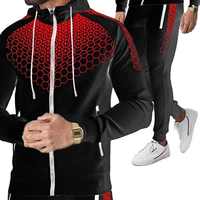 Conjunto Deportivo 3D de Alta Calidad para Hombre, Sudadera con Capucha y Cremallera de Manga Larga, Pantalones Deportivos, Cintura Elástica de Moda para Invierno, Algodón/Poliéster