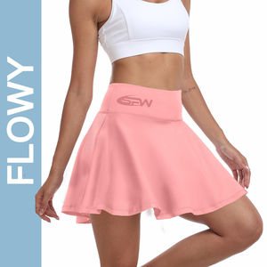 Jupe-short de tennis longue décontractée pour femme, longueur genou, avec short intégré, tissu respirant à séchage rapide, taille naturelle avec poche - Product Image 2
