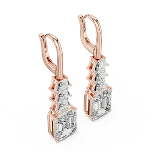 Boucles d'oreilles élégantes en émeraude et diamant avec un design élégant en cascade pour femmes, accessoires - Product Image 5