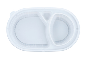 Envase de plástico para alimentos, desechable, negro, de 2 compartimentos, para llevar, para entrega de comida, caja para llevar de restaurante de curry y arroz. - Product Image 3
