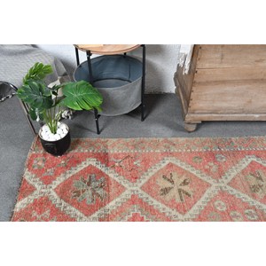 Tapis Turc Vintage 4.4 X 8.6ft Laine Beige Rouge Grande Surface avec Patchwork Design pour Couloir ou Chambre à coucher Latex Backed - Product Image 5