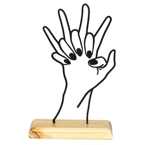 Superbe sculpture en métal noir de conception artisanale avec base en bois, ajoute du style et du caractère à la décoration intérieure moderne, en provenance d'Inde - Product Image 1