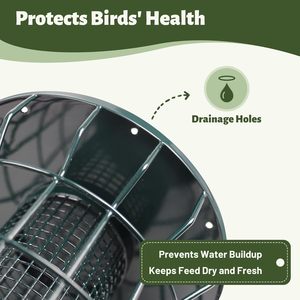 बाहरी सर्दियों के उपयोग के लिए गिलहरी-प्रूफ धातु पक्षी फीडर पर्यावरण के अनुकूल दीवार-माउंटेड डिजाइन पक्षियों के लिए बीज रखती है - Product Image 5