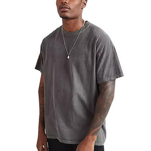 Venta al por mayor hombres camiseta desgastada Streetwear 100% algodón camisetas con logotipo personalizar camiseta Vintage de gran tamaño - Product Image 4